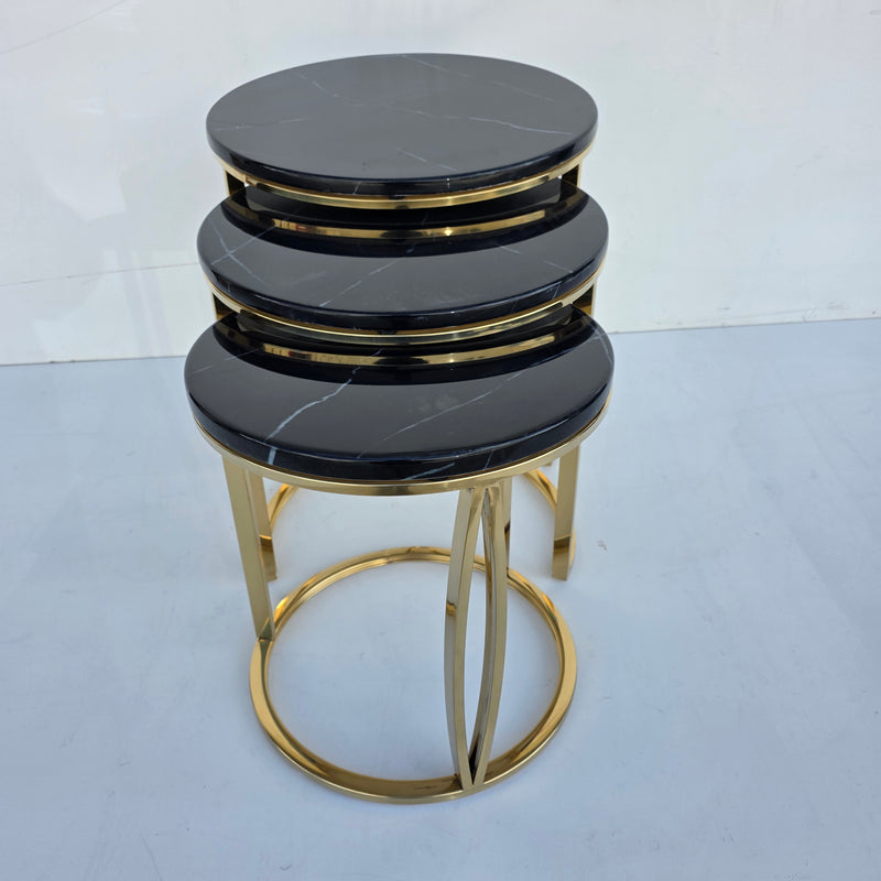Round Nested Coffee Tables With Marble Top