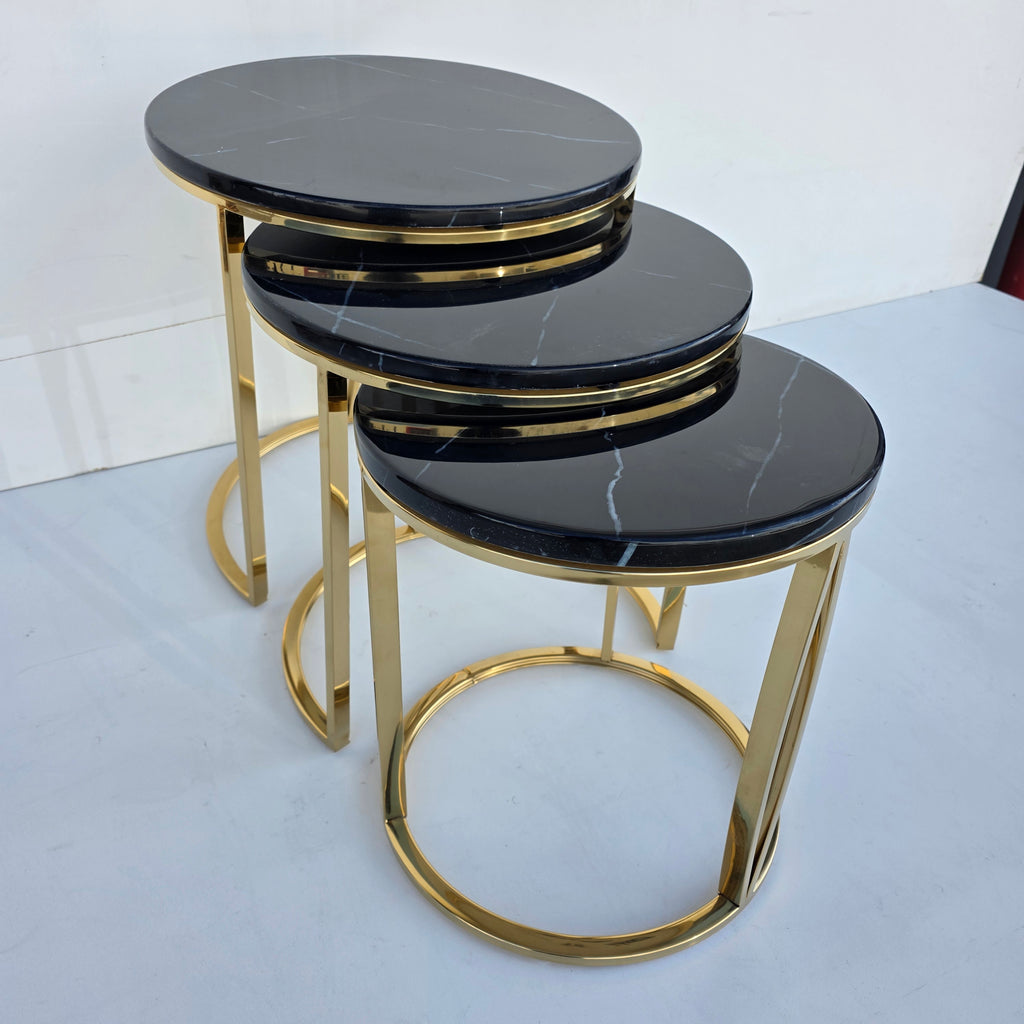 Round Nested Coffee Tables With Marble Top