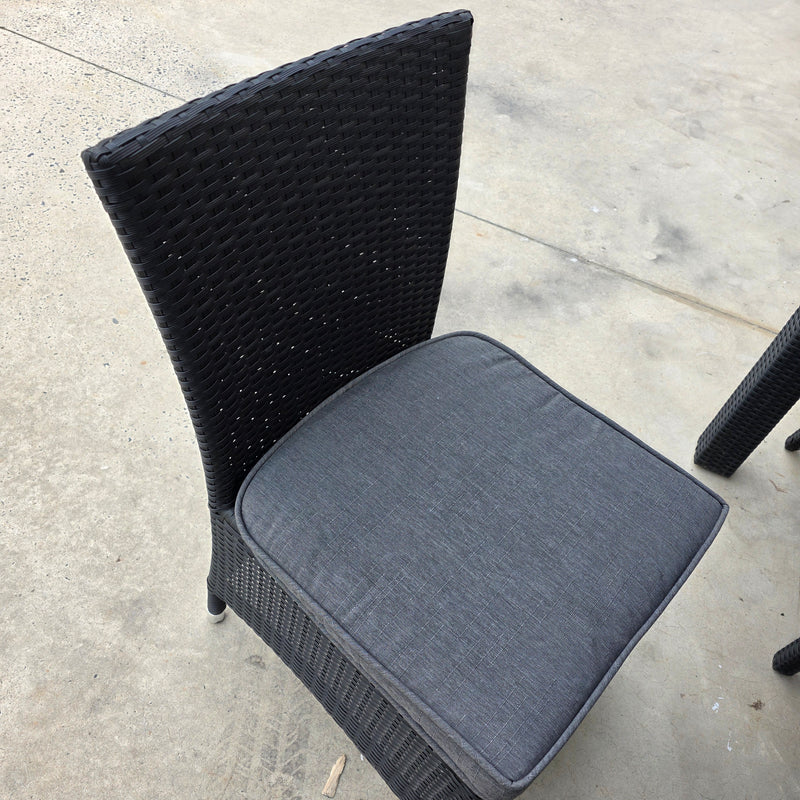 Stanley Wicker Table with armless chairs