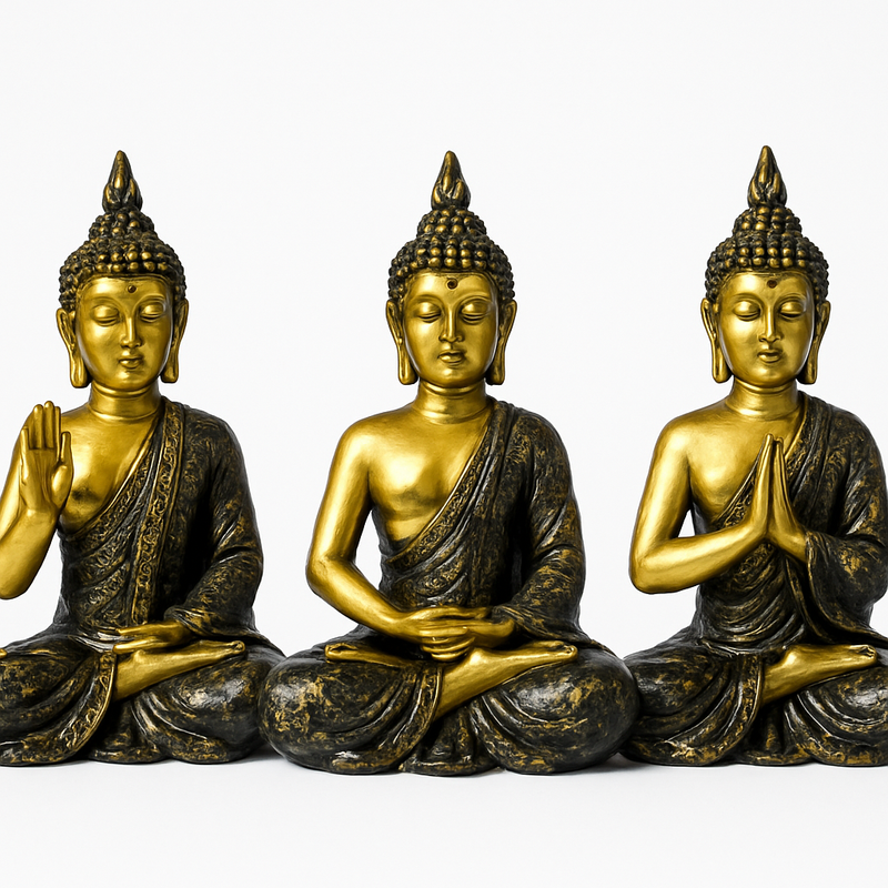 Golden Tranquility Buddha Trio