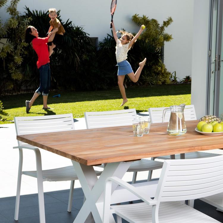 9PCE/7PCE Bellona & Luis Slat Dining Setting - Cozy Indoor Outdoor Furniture 