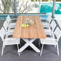 9PCE/7PCE Bellona & Luis Slat Dining Setting - Cozy Indoor Outdoor Furniture 