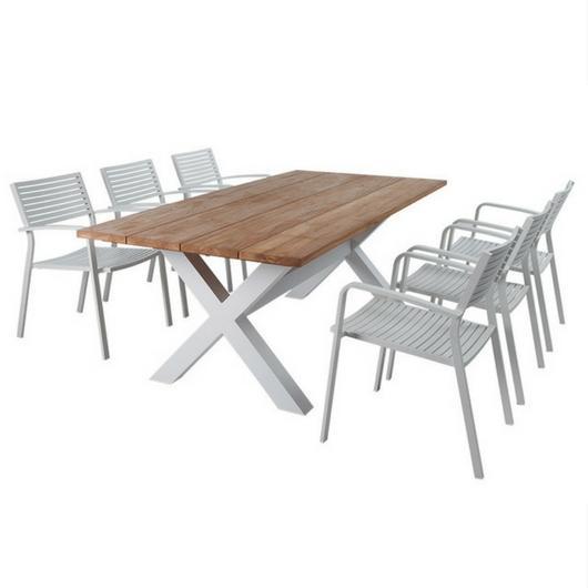 9PCE/7PCE Bellona & Luis Slat Dining Setting - Cozy Indoor Outdoor Furniture 