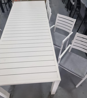 9 pce Como Aluminum Table with Mayfair Cushion Chair (Last Table in Stock)