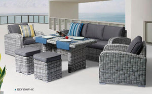 6PCE Miami Wicker Lounge Setting - Cozy Indoor Outdoor Furniture 