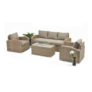 4PCE Miami Wicker Lounge Setting - Cozy Indoor Outdoor Furniture 