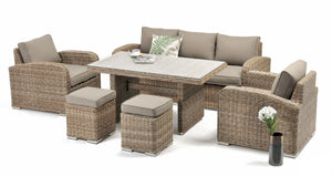 6PCE Miami Wicker Lounge Setting - Cozy Indoor Outdoor Furniture 