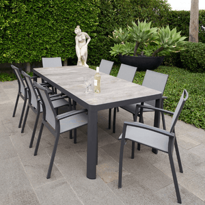 9PCE Roma Ceramic Dining Setting - Cozy Indoor Outdoor Furniture 