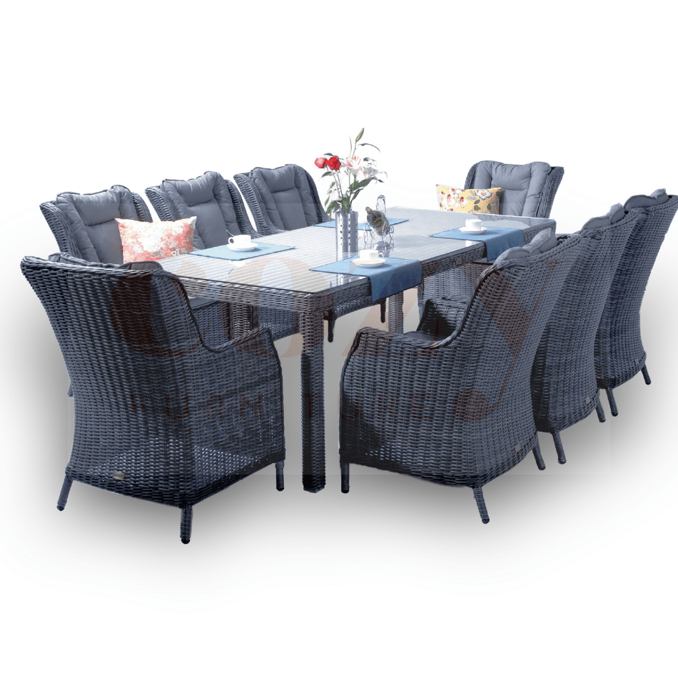 9PCE San Jose Wicker Dining Setting - Cozy Indoor Outdoor Furniture 