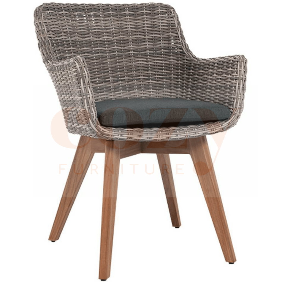 Colorado Wicker Teak Dining Chair - Cozy Indoor Outdoor Furniture 