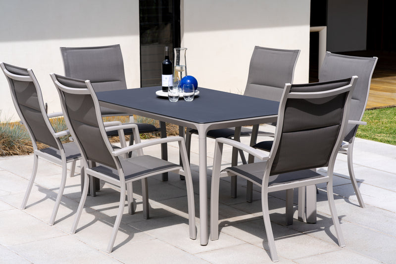 Milan and Pesaro Aluminium Dining Setting - Cozy Indoor Outdoor Furniture 