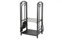 Two Tier Wood Fire Rack With Tools - Cozy Furniture
