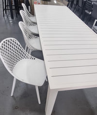 9 pce Como Aluminium Table with Cosmos Resin Chairs