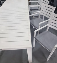 9 pce Como Aluminum Table with Mayfair Cushion Chair (Last Table in Stock)