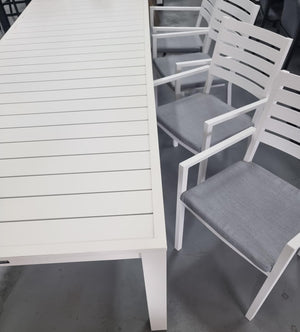 9 pce Como Aluminum Table with Mayfair Cushion Chair (Last Table in Stock)