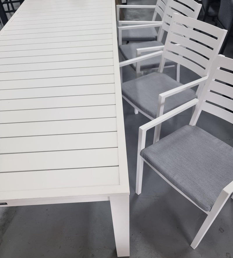 9 pce Como Aluminum Table with Mayfair Cushion Chair (Last Table in Stock)