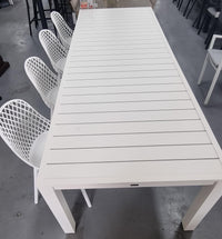 9 pce Como Aluminium Table with Cosmos Resin Chairs