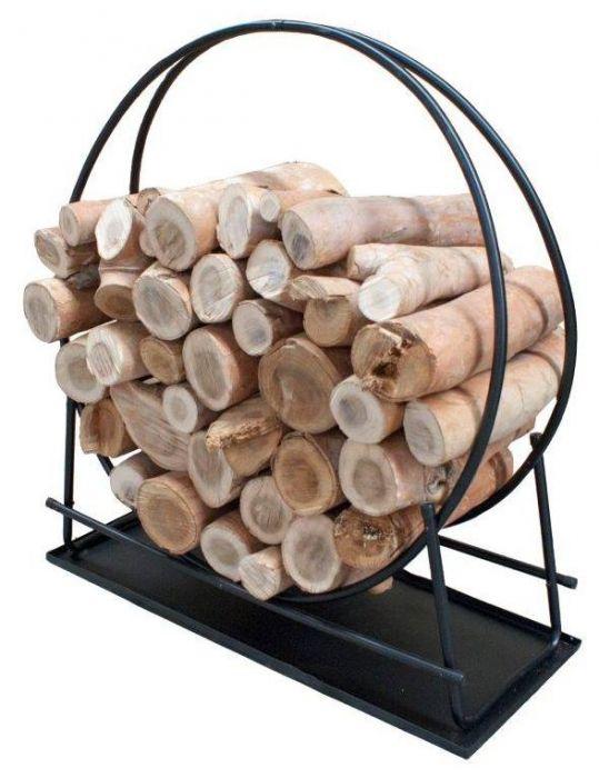 Wood Ring Timber Rack With Pan - Cozy Furniture